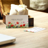 Kleurrijke Waterverven Flowers & Red Poppies Visitekaartje