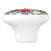 Kleurrijke waterverven Kerstkrans Keramische Knop (Zijkant)