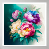 Kleurrijke waterverven mooie bloemen 3 poster (Voorkant)