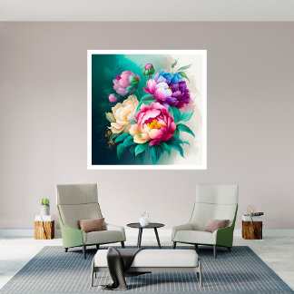 Kleurrijke waterverven mooie bloemen 3 poster