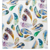 Kleurrijke Waterverven Tribal Feather Pattern Douchegordijn (Voorkant)