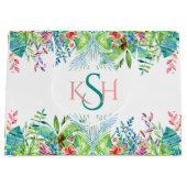 Kleurrijke Waterverven Tropische bloemen en luiers Groot Cadeauzakje (Voorkant)