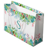 Kleurrijke Waterverven Tropische bloemen en luiers Groot Cadeauzakje (Voorkant Gekanteld)