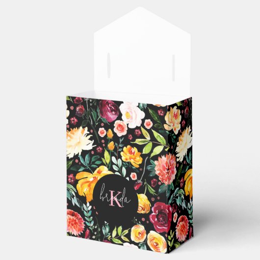 Kleurrijke waterverven tuinbloespatroon bedankdoosjes (Geopend)