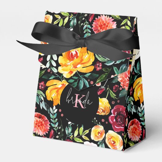 Kleurrijke waterverven tuinbloespatroon bedankdoosjes (Voorkant Zijde)