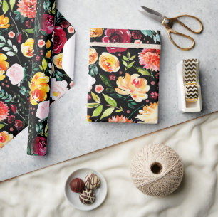 Kleurrijke waterverven tuinbloespatroon cadeaupapier