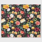 Kleurrijke waterverven tuinbloespatroon cadeaupapier (Vlak)