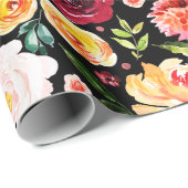 Kleurrijke waterverven tuinbloespatroon cadeaupapier (Rol Hoek)