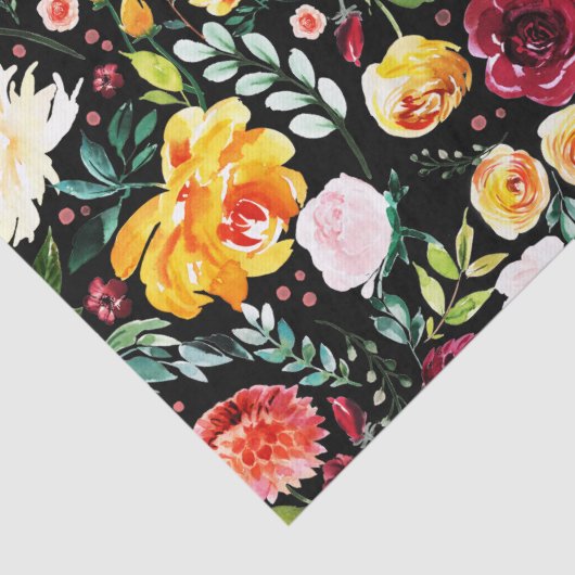 Kleurrijke waterverven tuinbloespatroon tissuepapier (Detail)