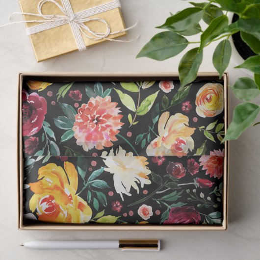 Kleurrijke waterverven tuinbloespatroon tissuepapier (Geschenk)