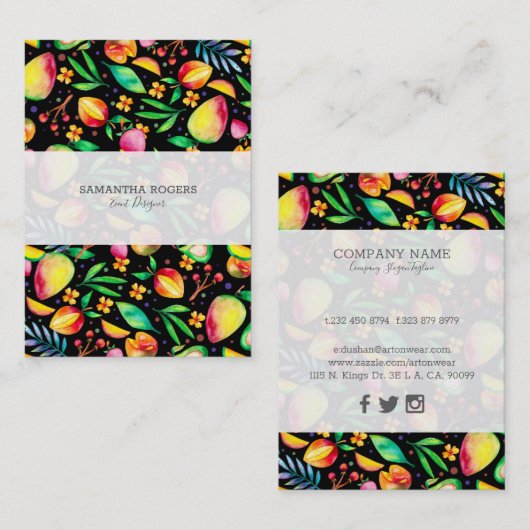 Kleurrijke waterverven van zomerfruit Illustratie Visitekaartje (Voorkant / Achterkant)