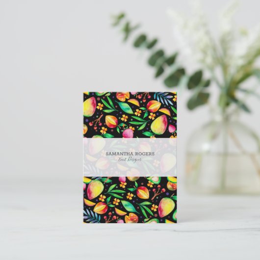 Kleurrijke waterverven van zomerfruit Illustratie Visitekaartje (Staand voorkant)