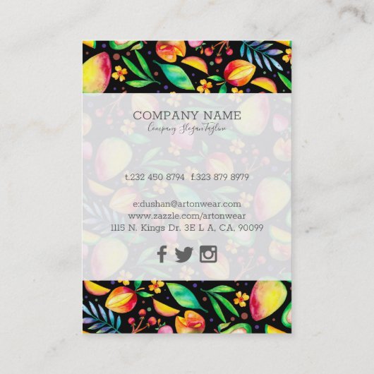 Kleurrijke waterverven van zomerfruit Illustratie Visitekaartje (Achterkant)