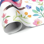 Kleurrijke waterverven vogels en bloemenpatroon cadeaupapier (Rol Hoek)