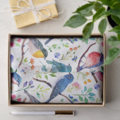 Kleurrijke waterverven vogels en bloemenpatroon tissuepapier (Geschenk)