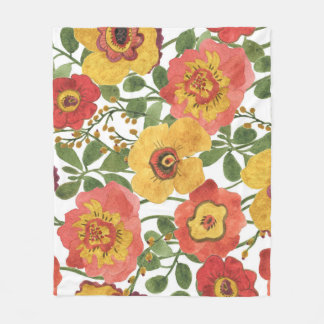 Kleurrijke waterverven: zomerbloempatroon. fleece deken