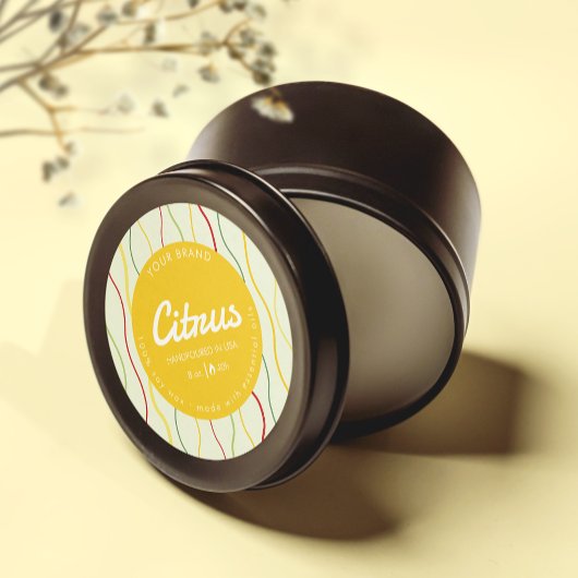 Kleurrijke Wave Lines Abstract Circle Candle Label