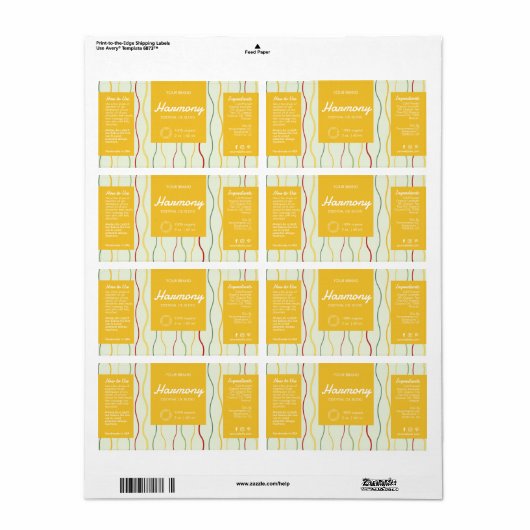 Kleurrijke Wave Lines Cosmetische Dropper Flessene Etiket (Full Sheet)