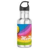 Kleurrijke Wave ontwerp Pickleball personaliseren Waterfles (Voorkant)