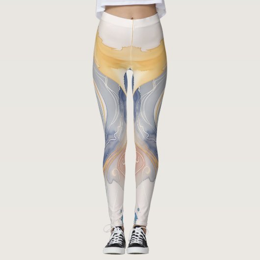 Kleurrijke Waves Beste Waterverf Leggings voor u. (Voorkant)