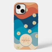 Kleurrijke Waves & Daisies Patroon Monogram Case-Mate iPhone Case (Achterkant)