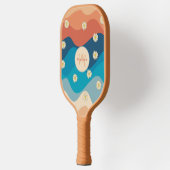 Kleurrijke Waves & Daisies Patroon Monogram Pickleball Paddle (Links)