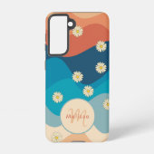 Kleurrijke Waves & Daisies Patroon Monogram Samsung Galaxy Hoesje (Achterkant)
