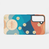 Kleurrijke Waves & Daisies Patroon Monogram Samsung Galaxy Hoesje (Achterkant horizontaal)