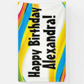 Kleurrijke Waves Gepersonaliseerde Verjaardagsfees Spandoek (Verticaal)
