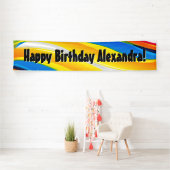Kleurrijke Waves Gepersonaliseerde Verjaardagsfees Spandoek (Insitu)