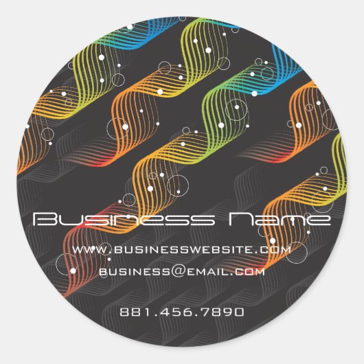 Kleurrijke Wavy Abstracte regenboog twist en bubbe Ronde Sticker (Voorkant)