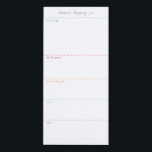 Kleurrijke Wavy Line boodschappenlijst Magnetisch Notitieblok<br><div class="desc">Schrijf uw boodschappenlijst op deze magnetische notitieblok voor een eenvoudige manier om uw route door de winkel te plannen tijdens het winkelen. De magnetische achterkant plakt op uw koelkast, metalen pantry deur of whiteboard commandocentrum. De eenvoudige, moderne lay-out met kleurgecodeerde golvende lijnstukken op een witte achtergrond zal elke visueel georganiseerde...</div>