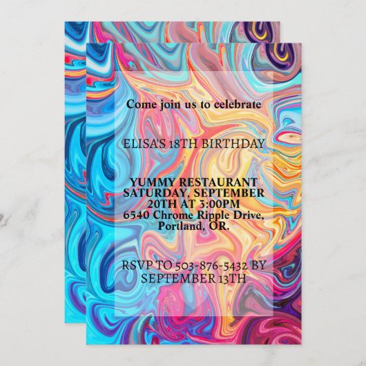 Kleurrijke Wavy Ripple print verjaardagsfeestje Kaart (Voorkant / Achterkant)