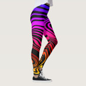Kleurrijke Wavy Stripe Kleurrijke Zwarte Leggings (Rechts)
