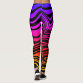 Kleurrijke Wavy Stripe Kleurrijke Zwarte Leggings (Achterkant)