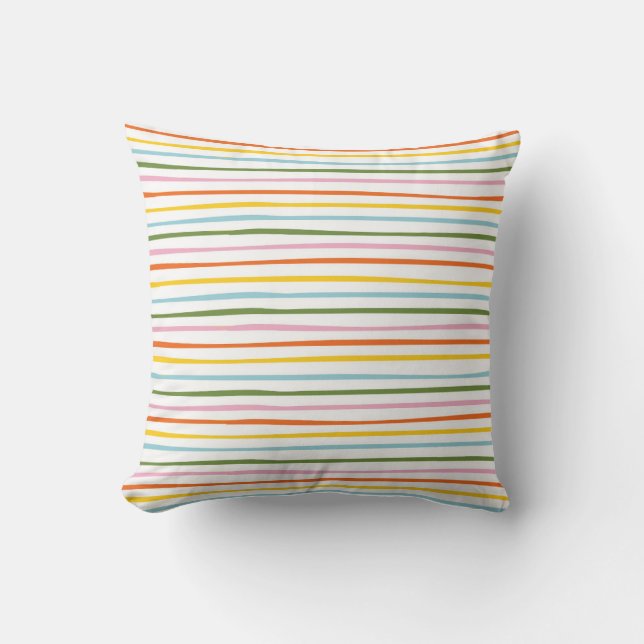 Kleurrijke Wavy Stripes Kussen (Voorkant)