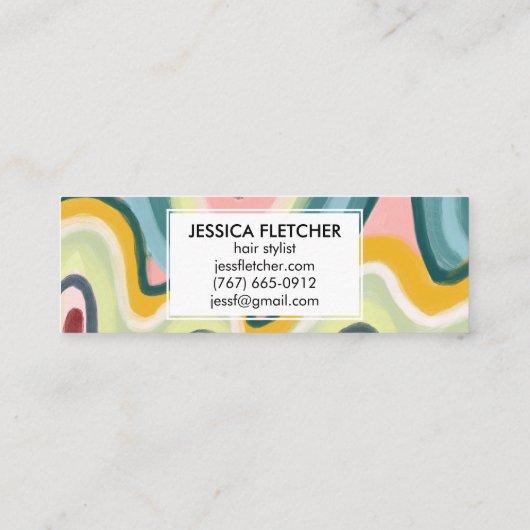 Kleurrijke Wavy Stripes Minimale Koel Mini Visitekaartje (Achterkant)