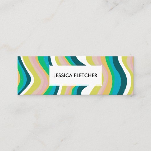 Kleurrijke Wavy Stripes Minimale Koel Mini Visitekaartje (Voorkant)