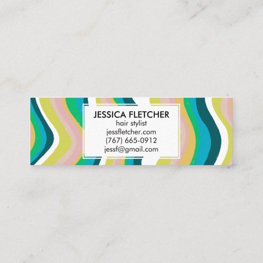 Kleurrijke Wavy Stripes Minimale Koel Mini Visitekaartje (Achterkant)