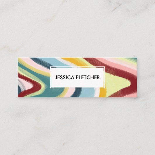 Kleurrijke Wavy Stripes Minimale Koel Mini Visitekaartje (Voorkant)