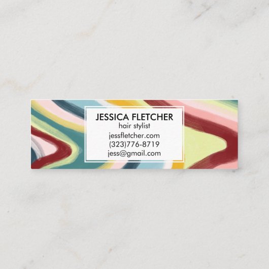 Kleurrijke Wavy Stripes Minimale Koel Mini Visitekaartje (Achterkant)