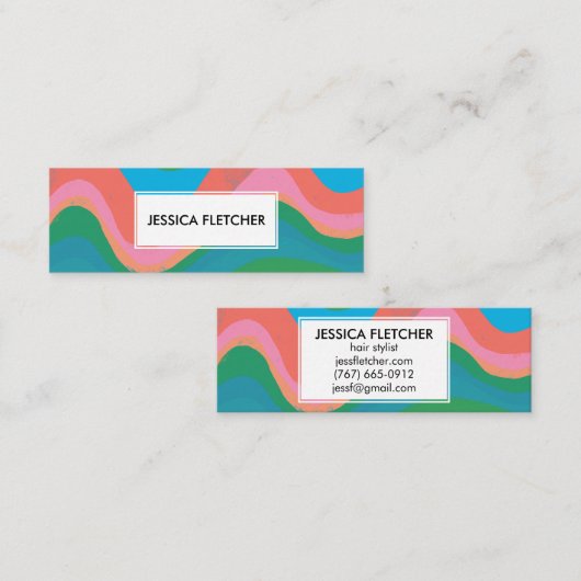 Kleurrijke Wavy Stripes Minimale Koel Mini Visitekaartje (Voorkant / Achterkant)