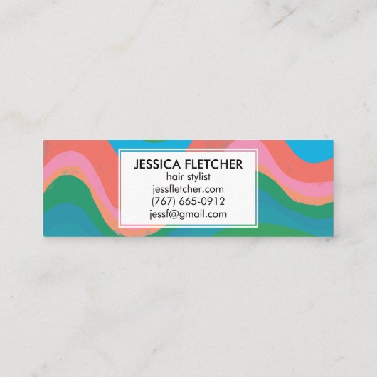 Kleurrijke Wavy Stripes Minimale Koel Mini Visitekaartje (Achterkant)
