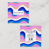 Kleurrijke Wavy Stripes Minimale Koel Vierkante Visitekaartje (Voorkant / Achterkant)