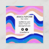 Kleurrijke Wavy Stripes Minimale Koel Vierkante Visitekaartje (Achterkant)