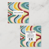 Kleurrijke Wavy Stripes Minimale Koel Vierkante Visitekaartje (Voorkant / Achterkant)