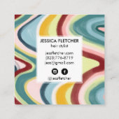 Kleurrijke Wavy Stripes Minimale Koel Vierkante Visitekaartje (Achterkant)