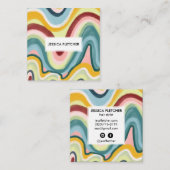 Kleurrijke Wavy Stripes Minimale Koel Vierkante Visitekaartje (Voorkant / Achterkant)