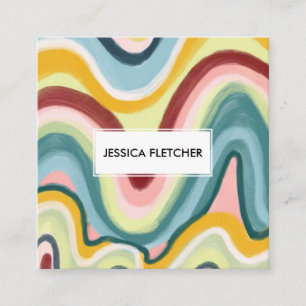 Kleurrijke Wavy Stripes Minimale Koel Vierkante Visitekaartje