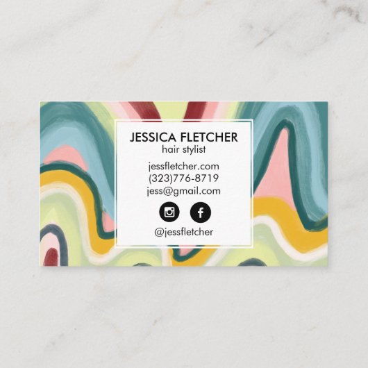 Kleurrijke Wavy Stripes Minimale Koel Visitekaartje (Achterkant)